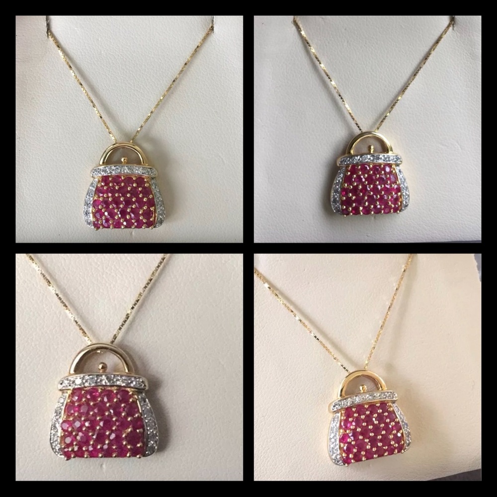 ❌SOLD❌ 14k Ruby & Diamond PURSE Necklace - Picture 12 of 17